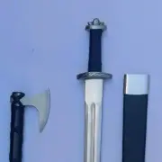 Battle Ready Carbon Steel Godfred Viking Sword & Raven Ragnar Axe
