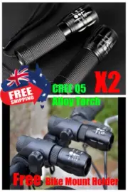 2X 1200Lm Zoomable CREE Q5 LED Flashlight 3XAAA Camping Outdoor Torch Bike Light