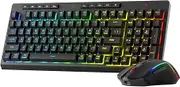 Redragon S142 Wireless Gaming Keyboard & Mouse Combo, 98 Keys K515 PRO Wireless RGB Membrane Keyboard and 4800 DPI Wireless 2.4Ghz Gaming Mouse Bundle, Convenient Shared Dongle