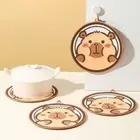 4PCS/SET Round Coffee Cup Mats Anti Slip Tea Cup Holder Bear Coaster Kitchen
