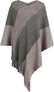 [XUGYAO] Winter Scarf Autumn Winter Women Color Contrast Cloak Shawl Sweater Coat Street Tourism Poncho Lady Capes Pink Cloaks