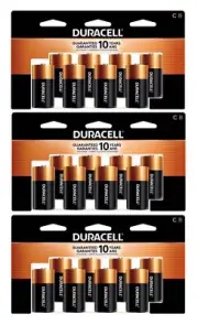 3 ~Duracell Coppertop C 8000 mAh Alkaline Non-Rechargeable Batteries 8 pk Carded
