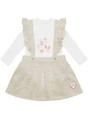 GUESS Girl's Beige Top and Overall Skirt Size: 18M, Spandex