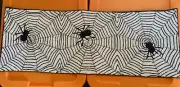 Halloween Beaded & Cloth Spooky Web Spider 13x36" Table Runner / Centerpiece New