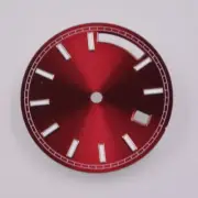 Red Dial Watch with 28.5mm Silver Trim and Green Lume for Seagull ST1644 Movemen