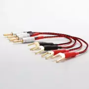 Silver Plated Jumper 7N Copper Speaker Cord with Gold Plated Banana/Spade Plug