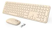 Wireless Keyboard and Mouse, USB & Type C 2-in-1 Receiver, Full Size Brown Wi...