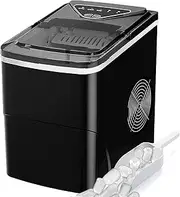Cobuy Self-Cleaning Ice Machine Countertop, 9 Cubes Ready in 6 Mins, 12KG in 24Hrs, Portable Ice Maker Machine for Home Kitchen Office Bar Party, Black