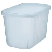 RYKTA storage box with lid, transparent grey-blue, 12x18x12 cm/1.5 l
