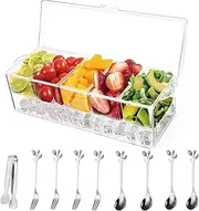 Condiment Containers with Lids,Fruit Platter,Veggie Tray with 5 Containers,Salad Bar with Spoons, Trays for Serving Food,Fruit Trays for Serving for Party