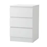 Oikiture Bedside Table 3 Drawers Storage Cabinet White