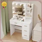 Vanity Dressing Table with Mirror and 10 LED Dimmable Bulbs Bedroom Make Up Desk