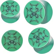 [CHUANCI] PAIR G23 Solid Titanium Ear Plugs Green Cross Skull Double Flare Ear Gauge Stretching Ear Plugs Expander Piercing Body Jewelry