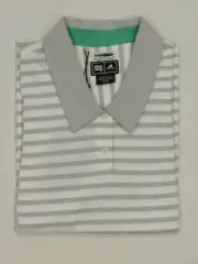 NEW LADIES’ ADIDAS GOLF CLIMALITE HALF SLEEVE BUTTON HEM POLO, WHITE, SIZE MED