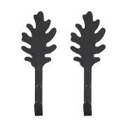 Renovators Supply Coat Robe Hook Black Wrought Iron Wall Hooks, Hanger Pack of 2