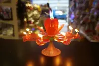 在飛比找Yahoo!奇摩拍賣優惠-發光派對屋@玫瑰花造型雙層花瓣生日音樂炫光蠟燭