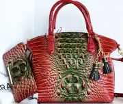 Brahmin Duxbury Satchel Garland Ombre Leather Crossbody Bag+Wallet+Tassels NWT