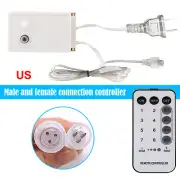 US Controller Plug 8-Modes w/Memory Function For LED Icicle Curtain Fairy String