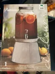 Circleware Americana Beverage Dispenser & Dual Purpose Base Ice Tub With Spigot
