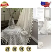Soft Cotton Blend Bohemian Curtains - 84" Light Filtering 2 Panels with Tassels