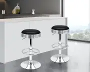 ALFORDSON 2x Bar Stools Sade Kitchen Swivel Chair Leather Gas Lift BLACK