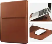 FFENDOUNIU Laptop Sleeve, Laptop Bag 13.3in Compatible with MacBook Air Pro/ipad Pro Air/Hp Envy X360/Surface Laptop/Dell Xps/Asus Zenbook, PU Leather Laptop Bag for Men Women, 13-14inch (Brown)