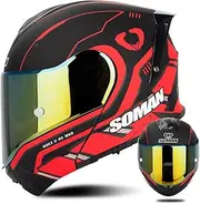 Modular Motorcycle Helmet, Flip-Up Full Face Motorcycle Helmet, ECE Approved, Integrated Helmet with Double Visor for Adult Men and Women A,2XL(63-64CM)