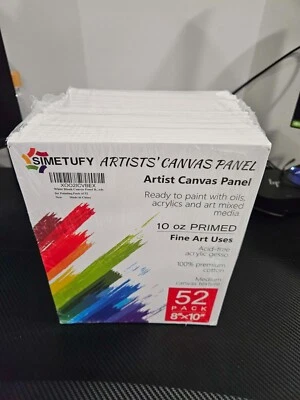 Canvas Boards for Painting 52 Pack 8 x 10 Inch Blank Canvas