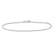Amour 14K White Gold 1.2mm Sparkling Singapore Anklet - 9 in.
