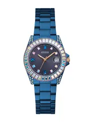 GUESS Women's Blue Crystal Opaline Watch