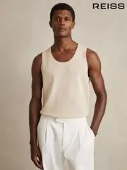 Reiss Off White Watson Textured Crew Neck Ribbed Vest (AY8844) | $135