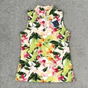 TOMMY BAHAMA Pullover Womens Small White Floral Hawaiian Quarter Zip Active Golf