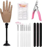 Silicone Hand for Acrylic Nails with Stand Bracket,Realistic Silicone Nail Training Hand, Soft Flexible Bendable Nail Practice Mannequin Hand for Nails Art DIY Print Practice Tool (Left Hand)