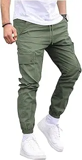 [M Menmentings] Men's Outdoor Jogging Sweatpants with Side Pocket, Lightweight Cargo Hiking Pant