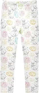 [ZZXXB] Retro Bunny Egg Girl's Leggings Soft Ankle Length Active Stretch Pants Bottoms 4-10 Years