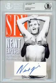 SPY -NEWT GINGRICH- Beckett BAS Signed/Autograph/Auto 5x7 Magazine Cover Card