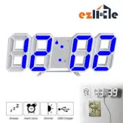 Digital Temperature Modern Clock 3D Wall Clock Alarm Calendar White LED