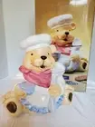 Hometrends Ceramic Chef Teddy Bear Cookie Jar New in Box