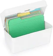BTSKY 1 Pack 4 x 6 inch Index Card Box - Index Card Holder Notecard Box Recipe Card Box Plastic Storage Organizer for Filling Index Cards, Note cards, Flashcards, Recipes and Addresses, White (Not