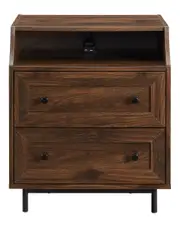 Hewson Curved Open Top 2 Drawer End Table With Usb