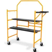 BAUMR-AG Adjustable Mini Mobile Scaffold, Folding Steel Frame, Dual Height
