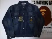 Super Rare A Bathing APE Ape Champion Embroidery Denim Trucker Jacket G Jea