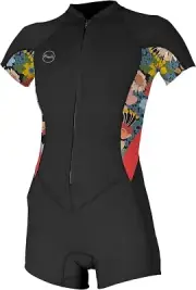 O'NEILL BAHIA 2/1 FZ S/S Spring Suit - BLK/TWIGGY/TEAROSE - Size 8 - NWT