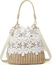 [Halemet] Straw Bag Beach Bag Small Tote Bag Shoulder Bag Flower Lace Handbag Satchel Crossbody Bag Purses 2023
