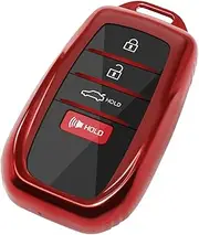 REMOCH for Toyota Key Fob Cover for 2025 Camry 2020-2025 Rav4 2019-2025 Land Cruiser Key Shell Case for 2021-2025 Sienna Venza Hilux Grand Highlander Tundra Corolla bZ4X Prius (1PC, Transparent Red)