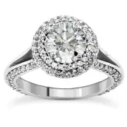 1.45 CT Diamond Encrusted Halo Engagement Ring in Platinum New!