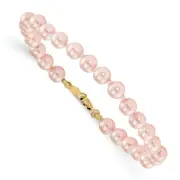 14k Yellow Gold Children's Simulated Pink Pearl Bracelet 5.25" Madi K Jewelry