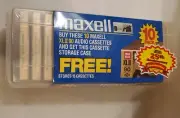 10 Pack Maxell XLII-90 Cassette Tapes With Storage Case Sealed.