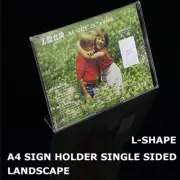 A4 Single Sided Clear Acrylic Plastic Sign or Menu Holder landscape - L-Shape