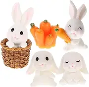 [ORFOFE] 6PCS Mini Bunny Figurines Cute Home Decor for Room Bedroom Office Compact Safe Stylish Rabbit Display for Various Scenes